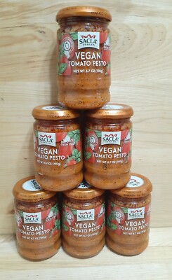 12 PACK  Sacla Italia  VEGAN Tomato Pesto 6.7z sauce paste sunflower seed basil 