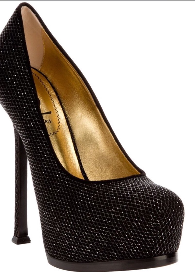 Décolleté glitter nere Saint Laurent YSL Tribtoo sacchi rete a facchino s out