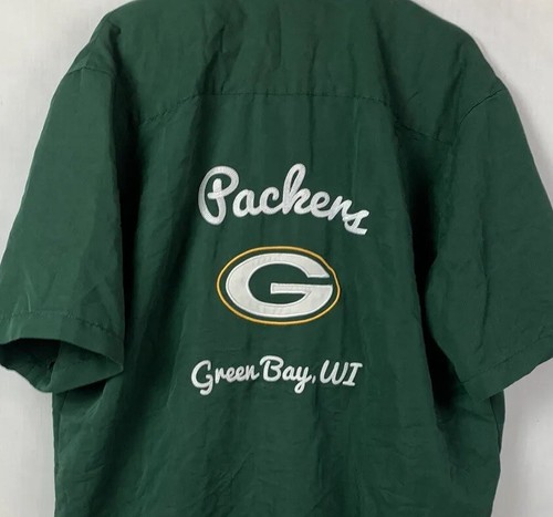 Green Bay Packers Camp Shirt Button Hawaiian Bowling Rayon Men’s XL - Picture 2 of 6