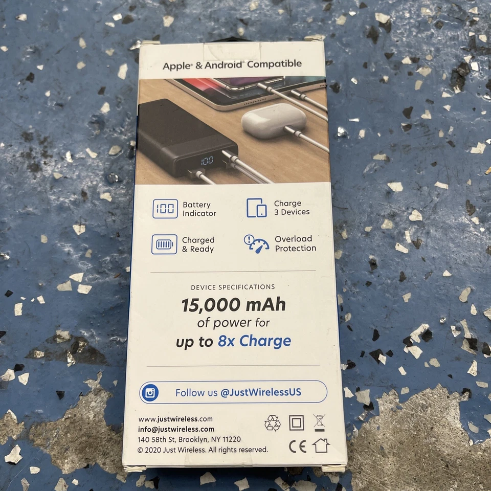 Batería Externa Portátil Just Wireless 4.000 mAh Gris/Negro Nuevo Carga 4x extra Foto 2 de 4