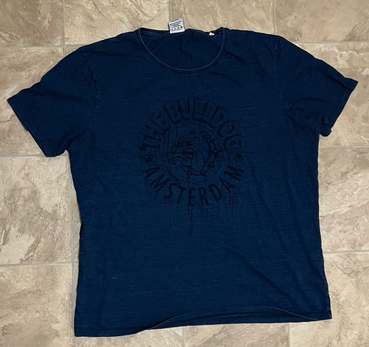 Vintage The Bulldog Amsterdam Logo Tshirt Adult Blue Gray