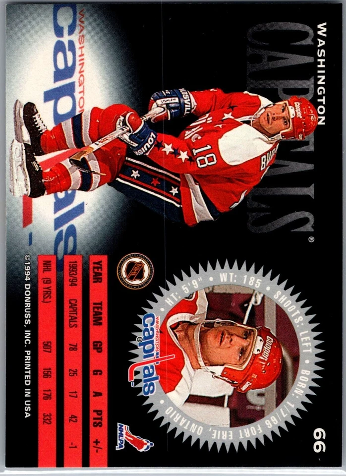 1994-95 Donruss Hockey - #66 Randy Burridge - Image 2 of 2