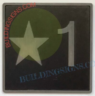 ELEVATOR FLOOR NUMBER STAR 1 SIGN- ELEVATOR JAMB PLATE -REF24-1027