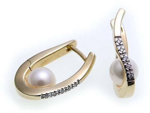 Orecchini in oro bianco 18 kt con perle grigie freshwater e diamanti