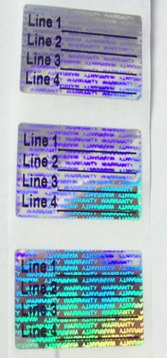WA75-1c 100 to 1000 Warranty .75'' x 1'' Custom Print Hologram TE Stickers