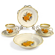 Set Of 6 Mikasa Flower Fest Garden Club Cups, Saucers, Salad Plate & Bowl
