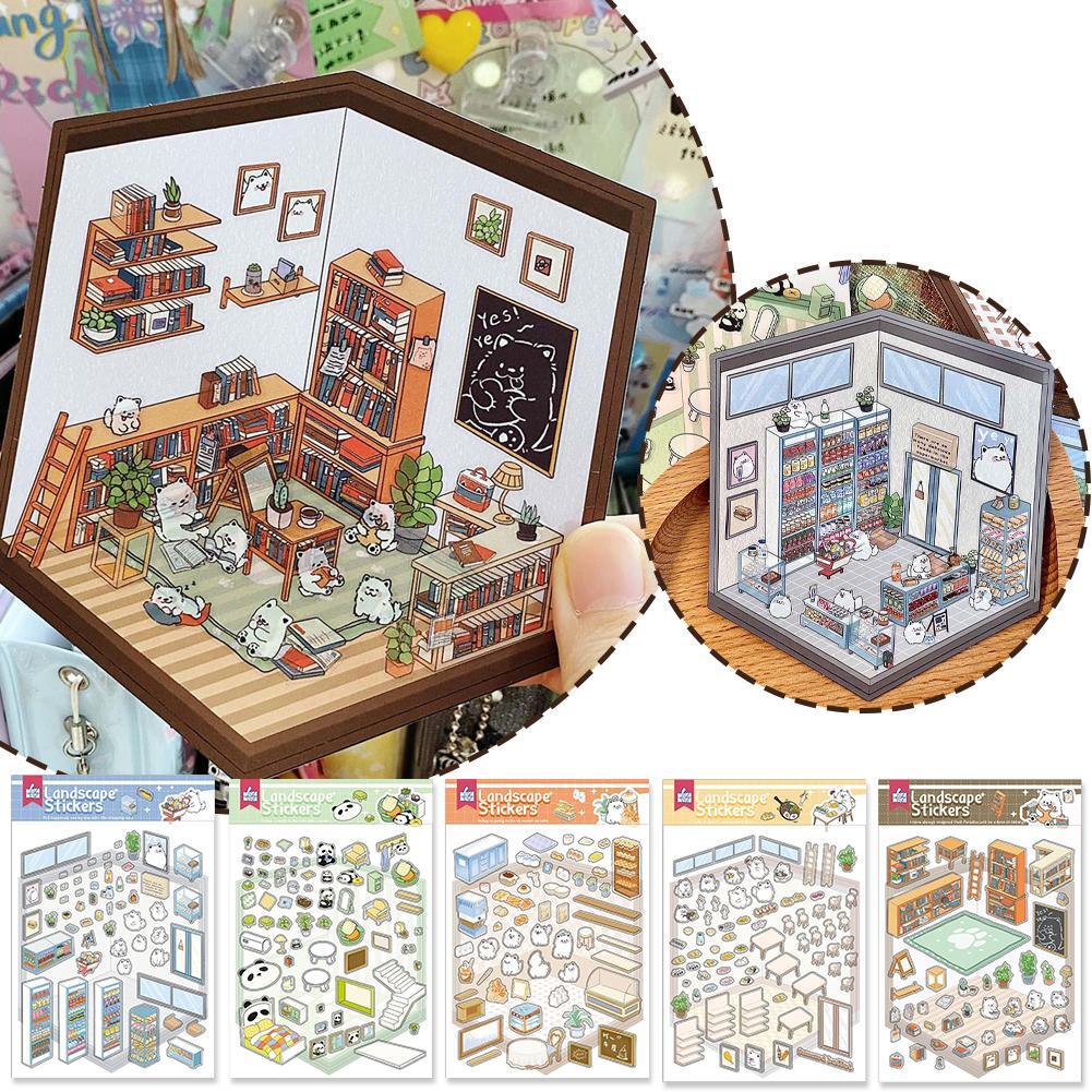 3D House Stickers Aufkleberbuch - 20 Szenen Mit Pinzetten Für Kreatives DIY