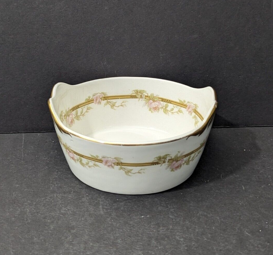 Pope Gosser China Butter Tub Dish 5 inch diameter - POP57 - USA - Gold Trim