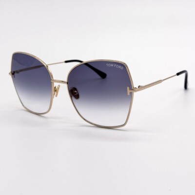 Occhiali Da Sole Donna Tom Ford Farah TF951 28F - Metallici Oro Quadrati, Lenti Marroni, UV