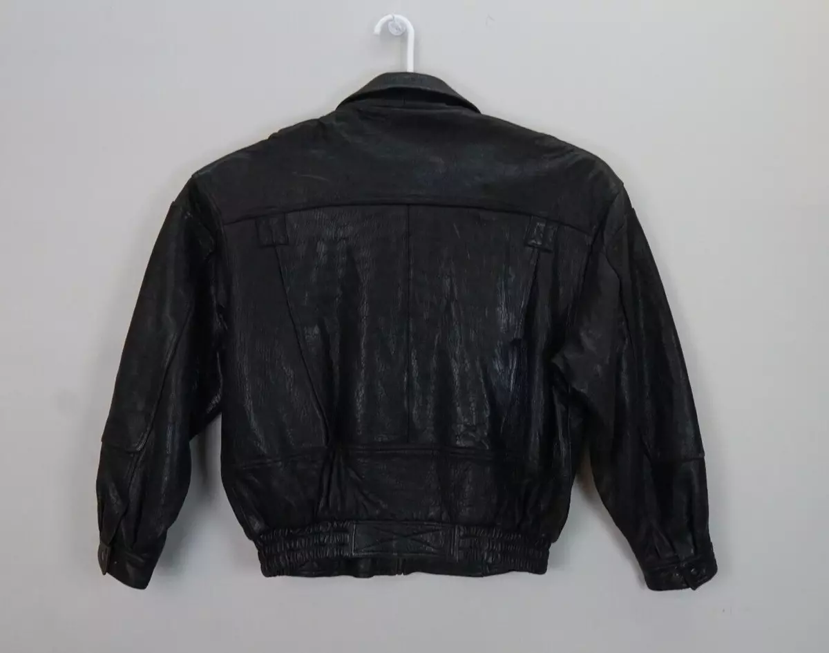 MICHAEL HOBAN For North Beach Black LEATHER BOMBER JACKET SIZE XL