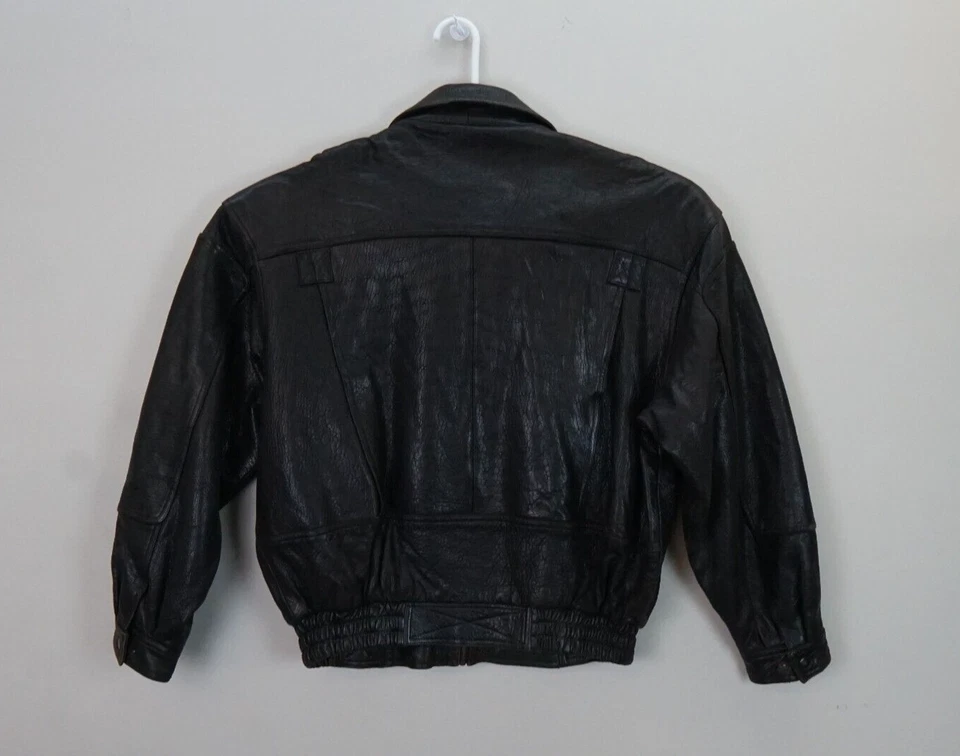 MICHAEL HOBAN For North Beach Black LEATHER BOMBER JACKET SIZE XL - Image 2 of 4
