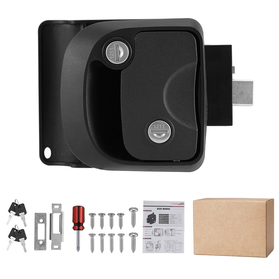 2X Black RV Paddle Entry Door Lock Latch Handle Knob Deadbolt - Foto 14