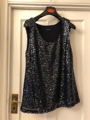 blue sequin tank top
