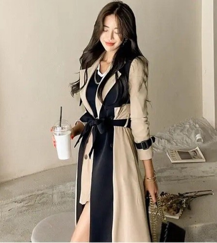 Ladies Cream Black Luxury Smart Street Trench Long Winter Jacket Coat 8 10 - Picture 10 of 17