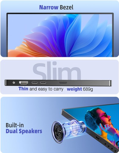 Used | 2K 16" Portable Monitor 120Hz Portable Gaming Monitor QHD 2K Display HDR - Picture 4 of 10