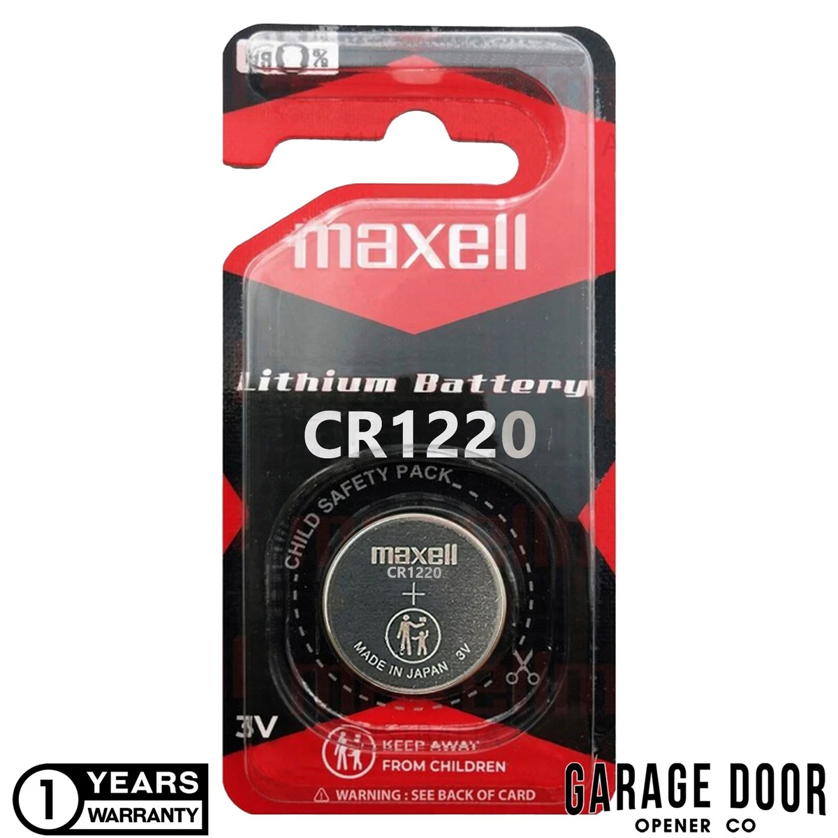 Maxell CR1220 3V Lithium Coin Button Battery - DL1220, BR1220, ECR1220, SB-T13