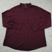 Eddie Bauer Shirt Mens 2XL Red Button Flannel Cotton Hiking Outdoor Camping A2
