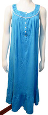 Women Sleeveless Blue Nightgown Cotton Summer Nightgown Comfy Sleepwear M NWT