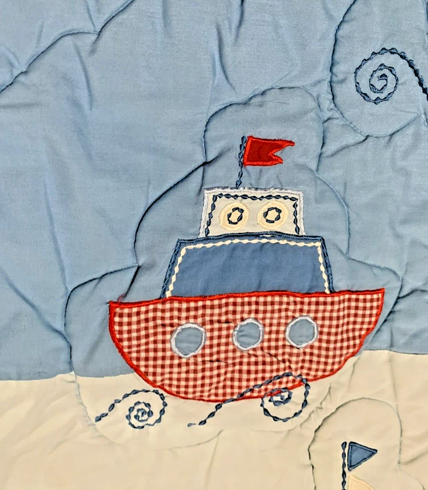 Manta edredón bebé Wamsutta vintage satinado cordón trenzado ribete náutico Foto 3 de 4