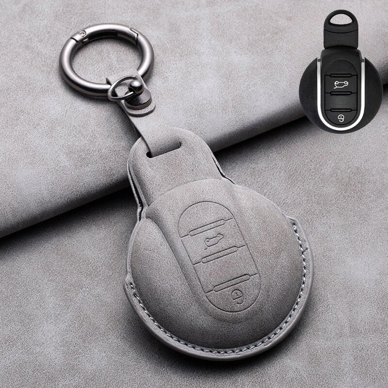 Genuine Leather Car Key Fob Cover Case For BMW MINI Cooper Clubman F54 F56 R55 Foto 3 de 4