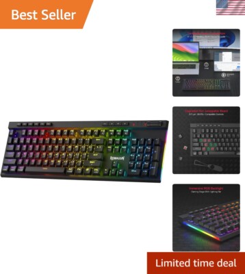 Ergonomic 104-Key RGB Gaming Keyboard with Dedicated Media Controls & Macros
