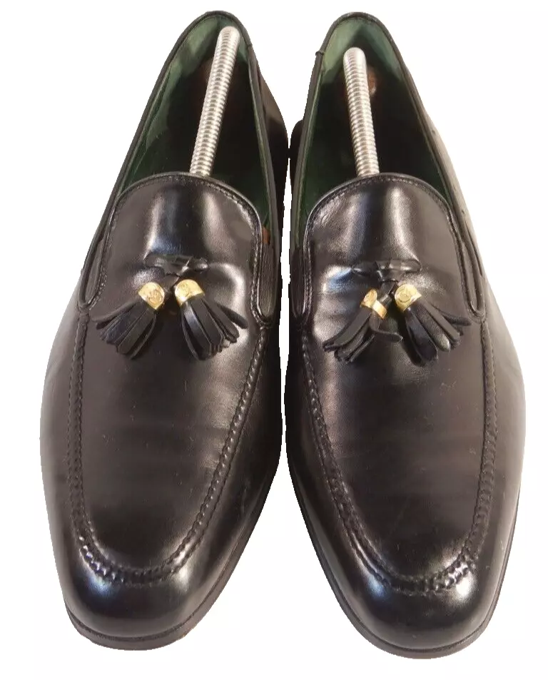 Mocassins vintage Gucci 110 1012 cuir noir à pompons taille 41,5 D / US 8