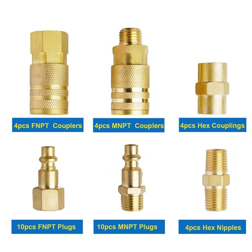 1/4" Air Hose Fittings 36 Pcs Quick Connect Air Compressor Accessories Kit Air C - Picture 3 of 7