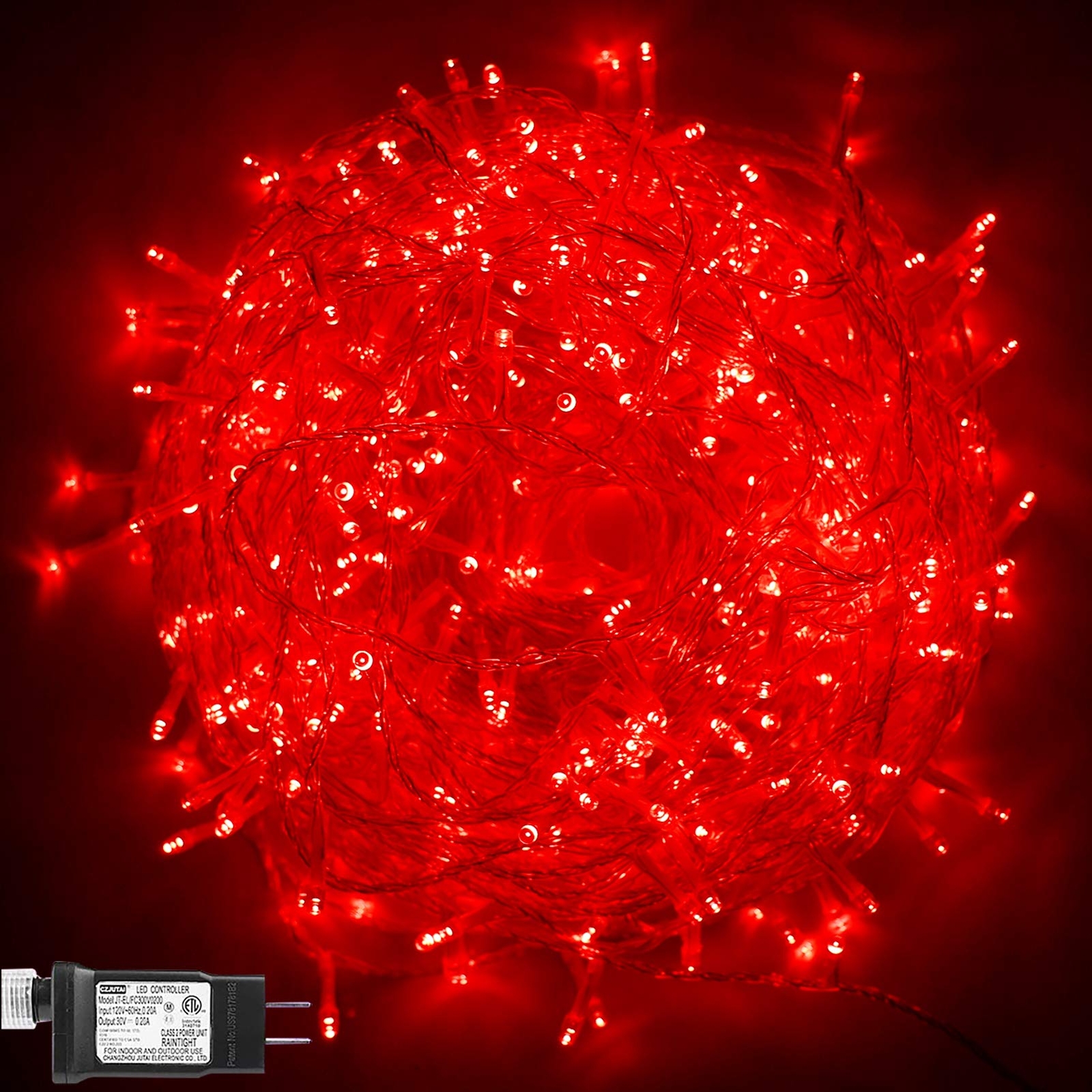 500 LED Christmas Light Red, Indoor String Light Plug in Twinkling Hanging Tr...