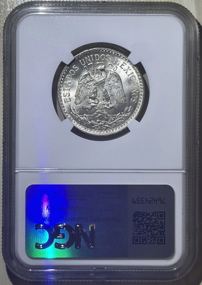 Moneda de plata México 1943 - M 50 centavos ChBU sin circular sin circular NGC MS 67 KM# 447 Foto 2 de 2