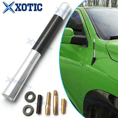 5-Inch Silver Carbon Fiber Style Short Antenna – Universal JDM Screw-On For Cars & Trucks