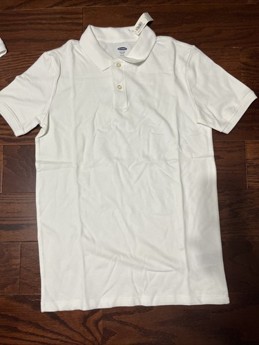 3 Old Navy Boy's Pique Uniform Stretch Polo White Size XL 14-16 - Picture 3 of 3