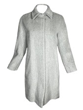 Peserico Women Brushed Wool Herringbone Coat In Silver