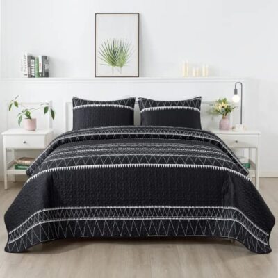 Quilt Set  Striped Triangle Printed Quilt and  Pillowcase, Bohemian Style