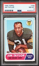 1968 Topps, PSA 8, JIM TAYLOR, #160, New Orleans Saints, PSA 8, HOF