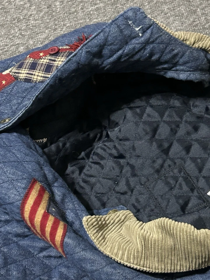 Chaqueta De Colección Sugar Ridge Para Mujer S Raggedy Ann & Andy Azul Acolchada Pana Botón Foto 4 de 4