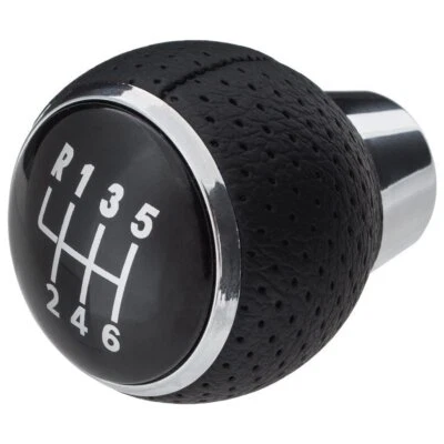 POMMEAU DE LEVIER DE VITESSE 6 ÉCOCUIR PERFORÉ NOIR POUR MITSUBISHI LANCER VIII - Photo 1/4