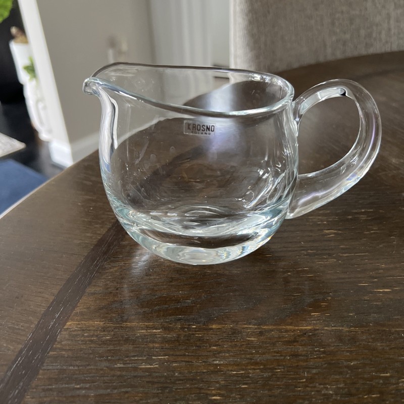 Krosno Poland Crystal Glass PITCHER w/Sticker 4.5” tall Globe Shape Heavy