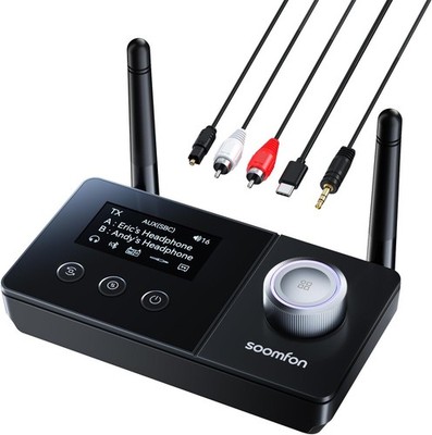 Dual Antenna Bluetooth Transmitter for TV Bluetooth 5.3 Receiver 3-In-1 to 2 Hea