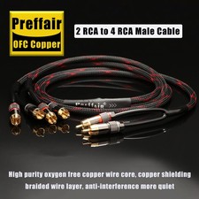 2 Male to 4 Male RCA Adapter HIFI Gold Plated...