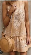 SPELL & THE GYPSY Free People Darling Embroidered Hippie Mini Dress XS SP18