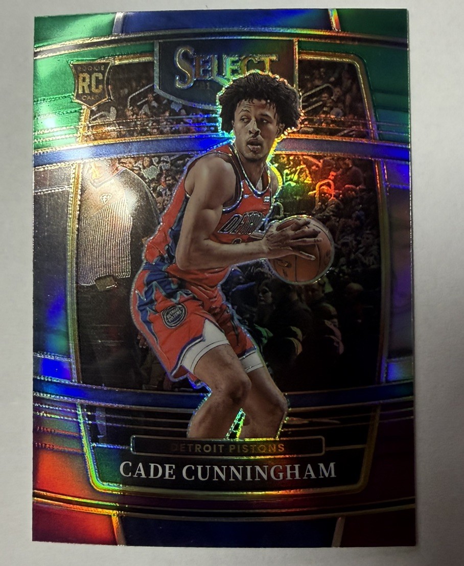 2021 Panini Select Concourse Cade Cunningham No11 Green White Purple Prizm (RC)