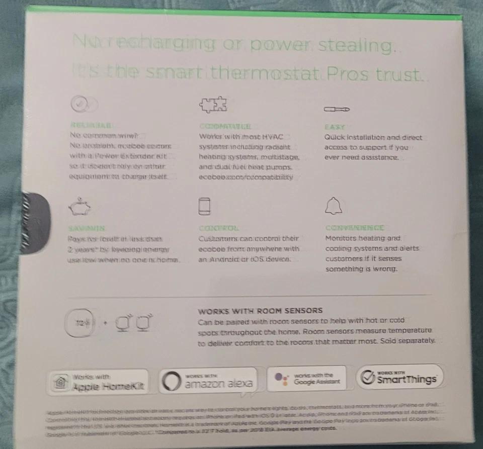 Ecobee 3 Lite Smart WiFi Thermostat Pro EB-STATE3LTP-02 SEALED Pro Ed New - Image 2 of 4