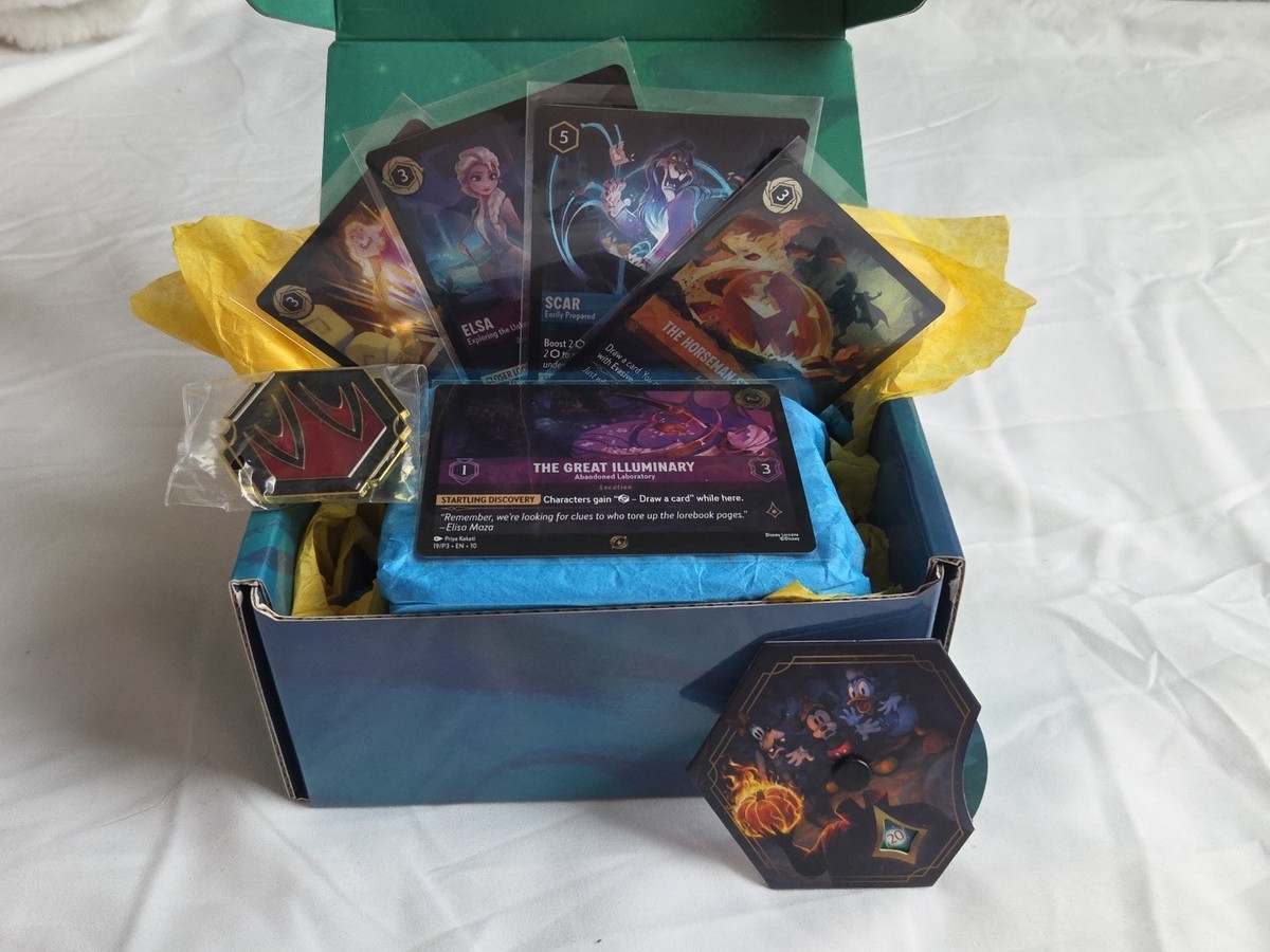 Disney Lorcana Tcg Storage Box Bundle Box,Life Counter,Pin,5 Cards Included. Disney Lorcana Tcg Storage Box Bundle Box,Life Counter,Pin,5 Cards Included.