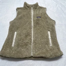 Patagonia Los Gatos Teddy Fleece Vest XL Beige Tan Full Zip Flax Fur Sherpa