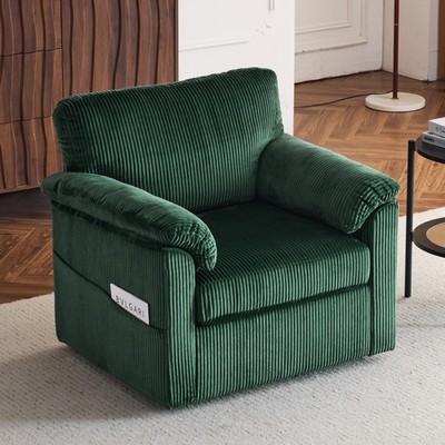 33 Inch Oversized Swivel Corduroy Lounge Chair - Plush Cushioned Armchair for
