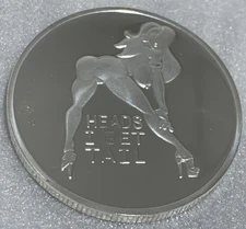 *Heads I Get Tail -Tails I Get Head Adult Nude Flipping Coin. New Silver Finish.