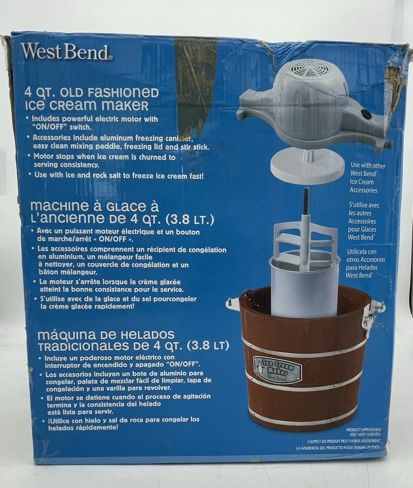 West Bend 4 cuartos de galón Antigua Heladera IC12701 Nueva Caja Abierta Foto 4 de 4