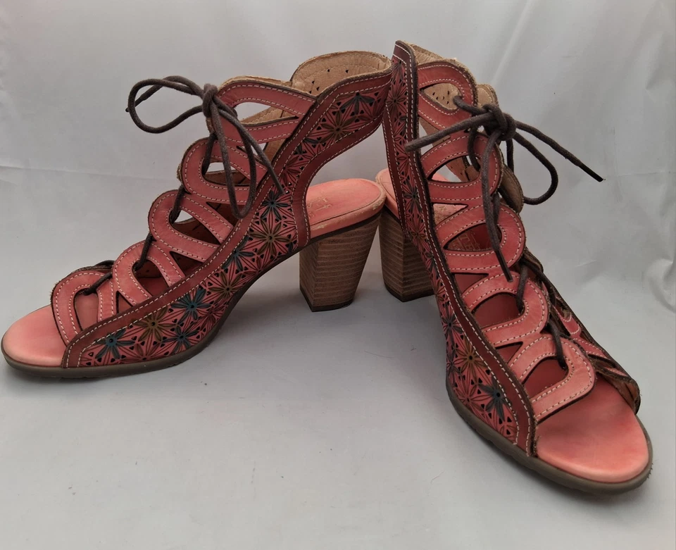 L' Artiste Spring Step Laure Pink 39, 8, 8.5 Shoe Heel Sandal Lace Up Strappy - Image 4 of 4