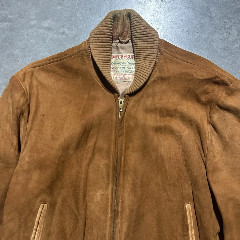 Vintage 1950s McGregor Bomber Jacket Men's 42 Leather Suede Zip Rockabilly Rare - Image 2 of 4