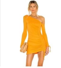 Camila Coelho Women Bodycon Mini Dress Yellow Long Sleeve Size S